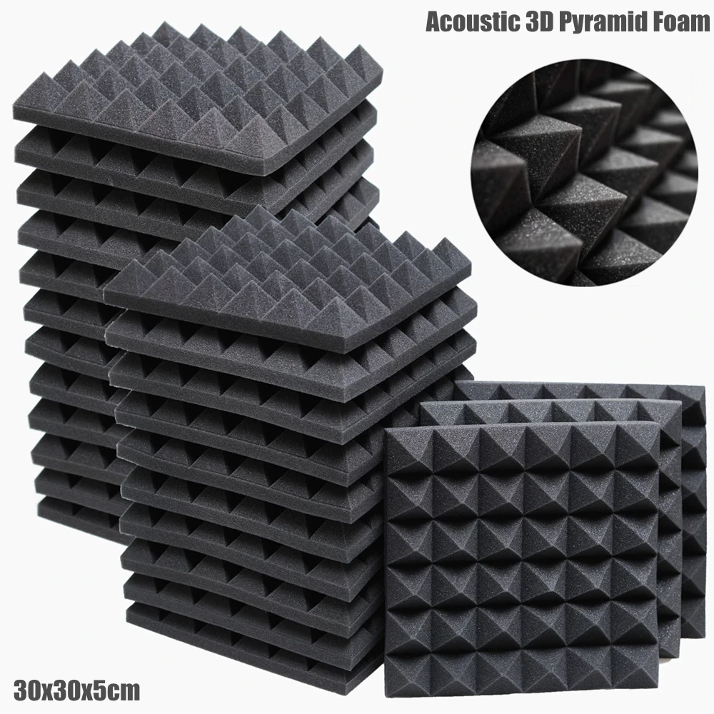 12 24Pcs 30x30x5cm Studio Acoustic Foam Panels Sound Insulation Treatment KTV Room Wall Soundproof Foam Sponge.jpg Q90.jpg Lightweight Soundproof Materials
